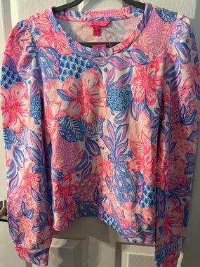 Lilly Pulitzer Pink & Blue Floral Crewneck Sweatshirt